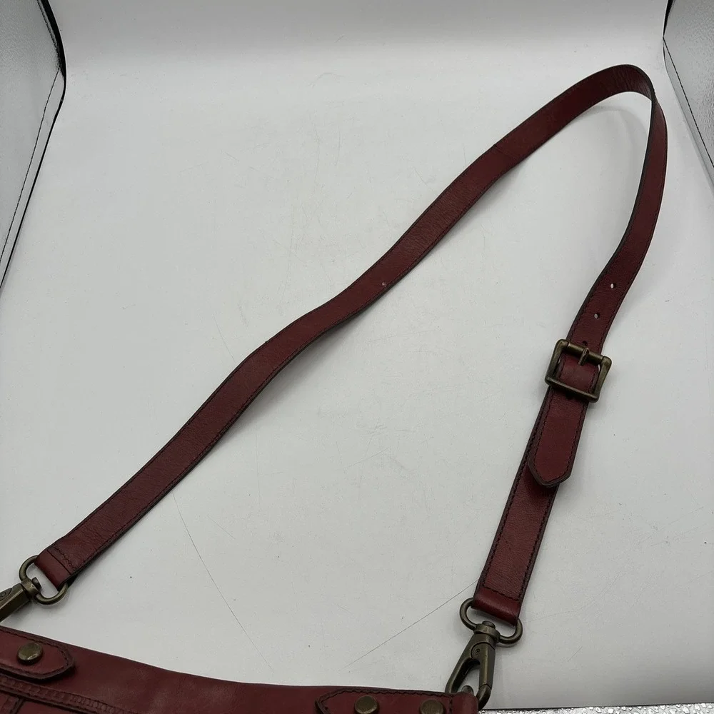 Fossil Maddox Leather Crossbody Bag Purse 90's‎ Y2K Zipper Turn Lock Key Vintage